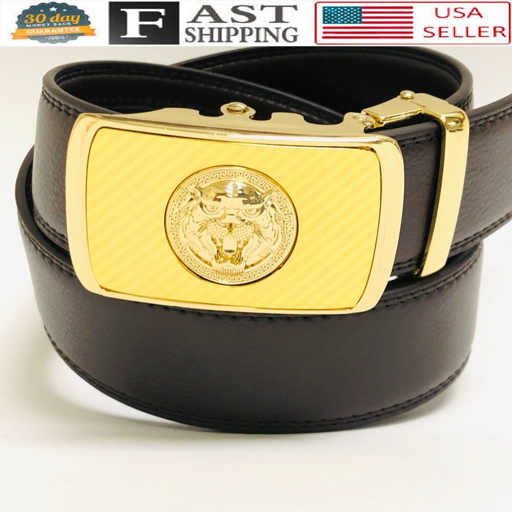 Dark Coffee‎ Belt Leather, Ratchet Dress Belt with Automatic Slide Click, Trim